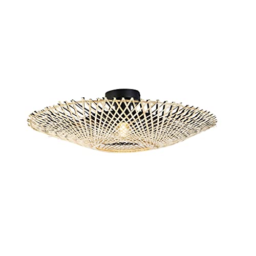 Qazqa - Orientalisch Orientalische Deckenlampe Rattan 50 cm - Rina I Wohnzimmer I Schlafzimmer - Bamboo Rund - LED geeignet E27 Qazqa - Orientalisch Orientalische Deckenlampe Rattan 50 cm - Rina I Wohnzimmer I Schlafzimmer - Bamboo Rund - LED geeignet E27 von Qazqa