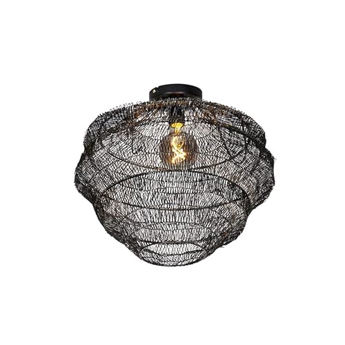 Qazqa - Orientalisch Orientalische Deckenlampe schwarz 45 cm - Vadi I Wohnzimmer I Schlafzimmer - Stahl Rund - LED geeignet E27 von Qazqa
