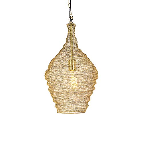 Qazqa - Orientalisch Orientalische Hängelampe I Pendellampe I Pendelleuchte Gold I Messing 30 cm - Nidum I Wohnzimmer I Schlafzimmer - Stahl Rund - LED geeignet E27 von Qazqa