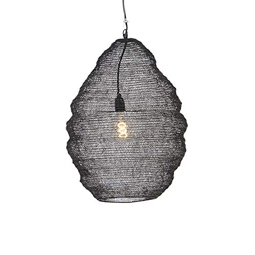 Qazqa - Orientalisch Orientalische Hängelampe I Pendellampe I Pendelleuchte schwarz 45 cm - Nidum I Wohnzimmer I Schlafzimmer - Stahl Rund - LED geeignet E27 von Qazqa