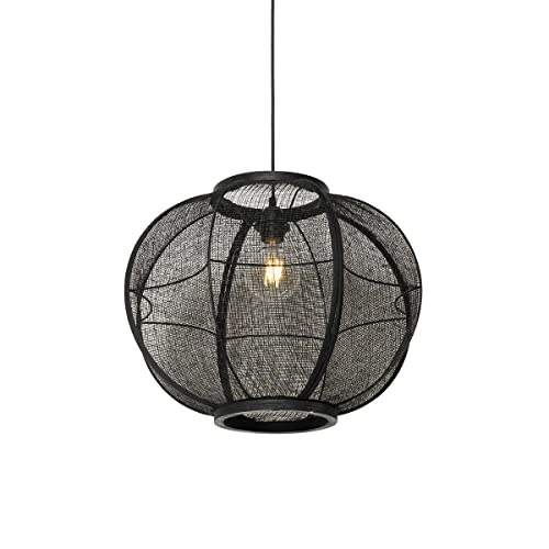 Qazqa - Orientalisch Orientalische Hängelampe I Pendellampe I Pendelleuchte schwarz 48 cm - Rob I Wohnzimmer I Schlafzimmer - Holz Rund - LED geeignet E27 von Qazqa