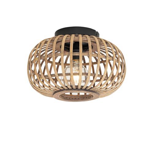 Qazqa - Orientalisch Smarte Deckenleuchte I Deckenlampe I Lampe I Leuchte Schwarz mit Bambus inkl. WiFi G95 - Amira I Wohnzimmer I Schlafzimmer - Bamboo Rund - LED geeignet E27 von Qazqa
