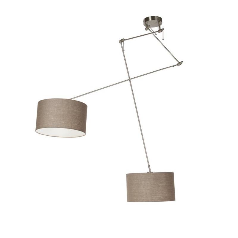 Qazqa Pendelleuchte Blitz, LED wechselbar, E27, Taupe, Modern, Stahl, 2-flammig von Qazqa