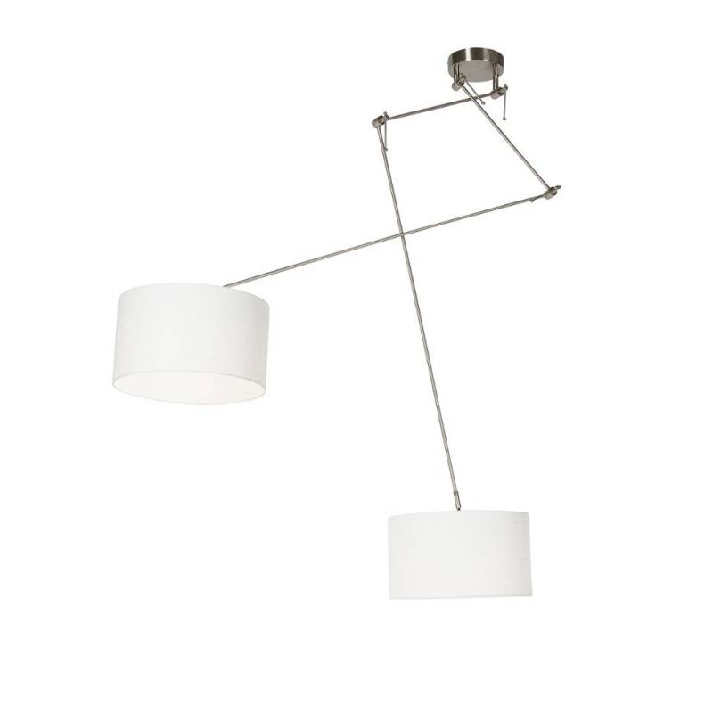 Qazqa Pendelleuchte Blitz, LED wechselbar, E27, Weiß, Modern, Stahl, 2-flammig Qazqa Pendelleuchte Blitz, LED wechselbar, E27, Weiß, Modern, Stahl, 2-flammig von Qazqa