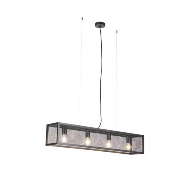 Qazqa Pendelleuchte Cage_wire, LED wechselbar, E27, Schwarz, Industrie, Stahl, 4-flammig von Qazqa