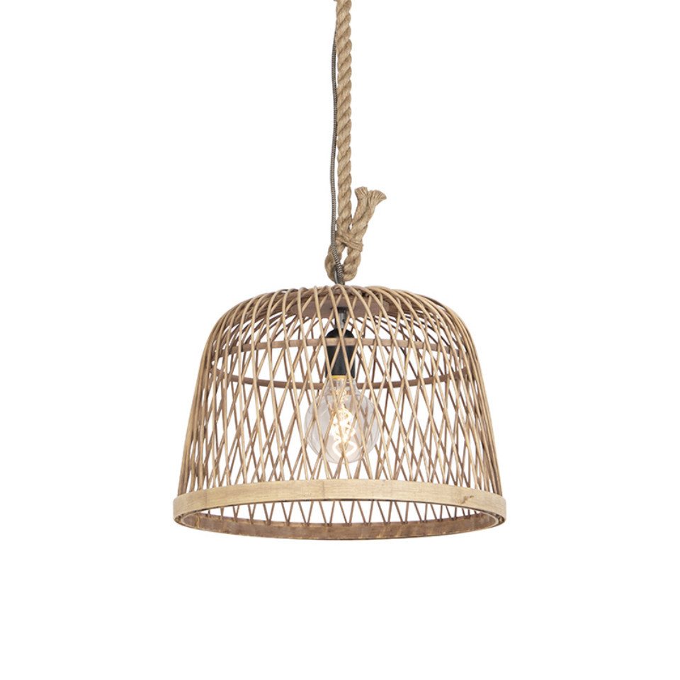 Qazqa Pendelleuchte Calamus, ohne Leuchtmittel, E27, Beige, Landhaus / Rustikal, Rattan, 1-flammig Qazqa Pendelleuchte Calamus, ohne Leuchtmittel, E27, Beige, Landhaus / Rustikal, Rattan, 1-flammig von Qazqa