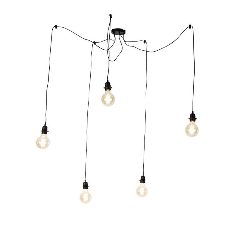 Qazqa Pendelleuchte Cava luxe, LED wechselbar, E27, Schwarz, Modern, Stahl, 5-flammig von Qazqa