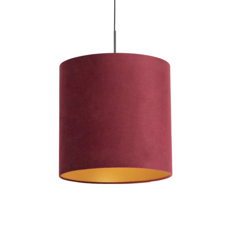 Qazqa Pendelleuchte Combi, ohne Leuchtmittel, E27, Rot, Landhaus / Rustikal, Textil, 1-flammig von Qazqa