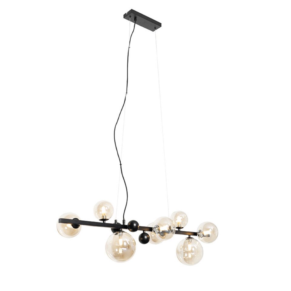 Qazqa Pendelleuchte David, ohne Leuchtmittel, G9, Schwarz, Art Deco, Stahl, 8-flammig von Qazqa