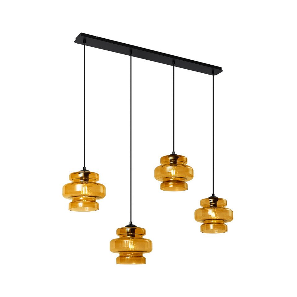 Qazqa Pendelleuchte Denise, ohne Leuchtmittel, E27, Orange, Retro, Glas, 4-flammig von Qazqa