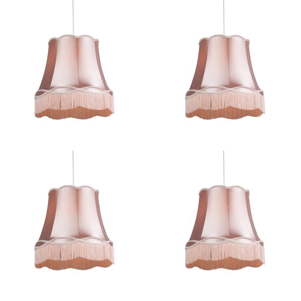 Qazqa Pendelleuchte Granny, ohne Leuchtmittel, E27, Rosa, Retro, Textil, 4-flammig von Qazqa