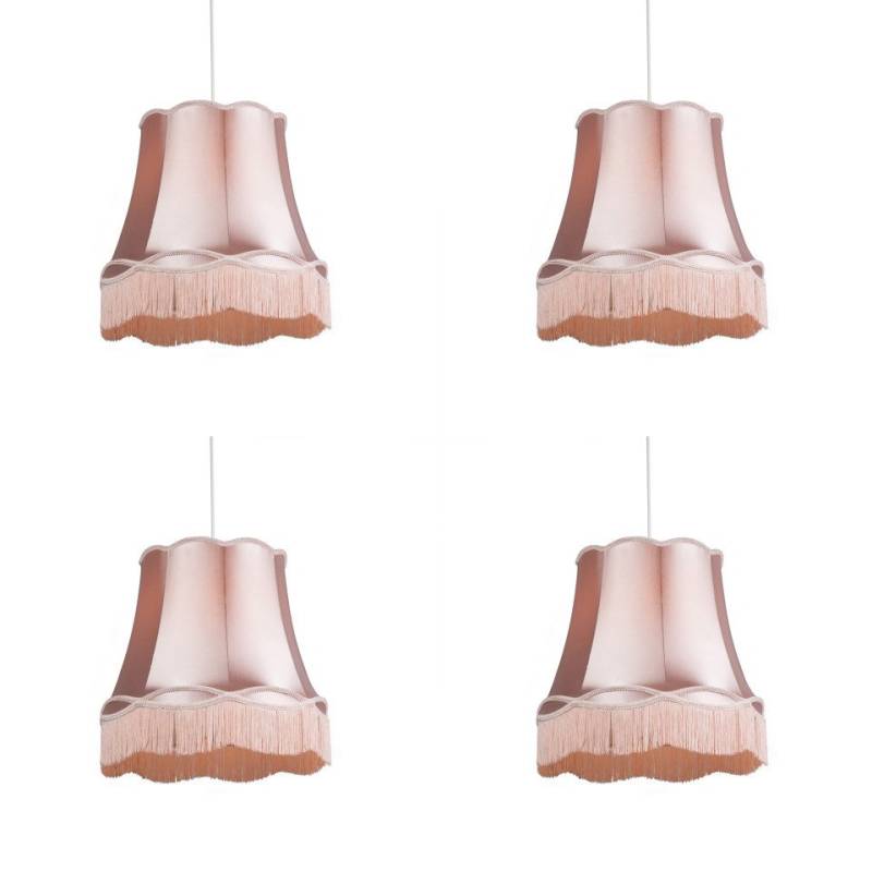 Qazqa Pendelleuchte Granny, ohne Leuchtmittel, E27, Rosa, Retro, Textil, 4-flammig von Qazqa