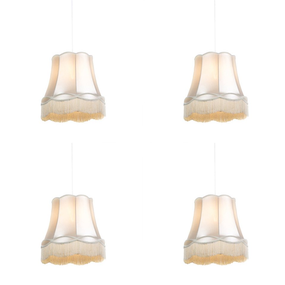 Qazqa Pendelleuchte Granny, ohne Leuchtmittel, E27, Crème, Retro, Textil, 4-flammig von Qazqa