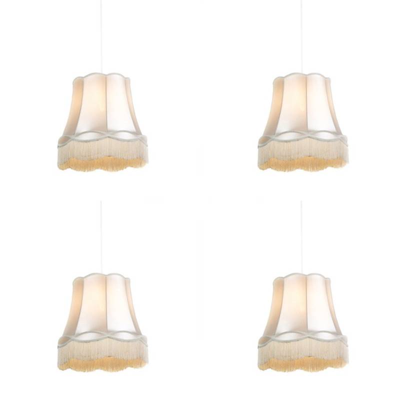 Qazqa Pendelleuchte Granny, ohne Leuchtmittel, E27, Crème, Retro, Textil, 4-flammig Qazqa Pendelleuchte Granny, ohne Leuchtmittel, E27, Crème, Retro, Textil, 4-flammig von Qazqa