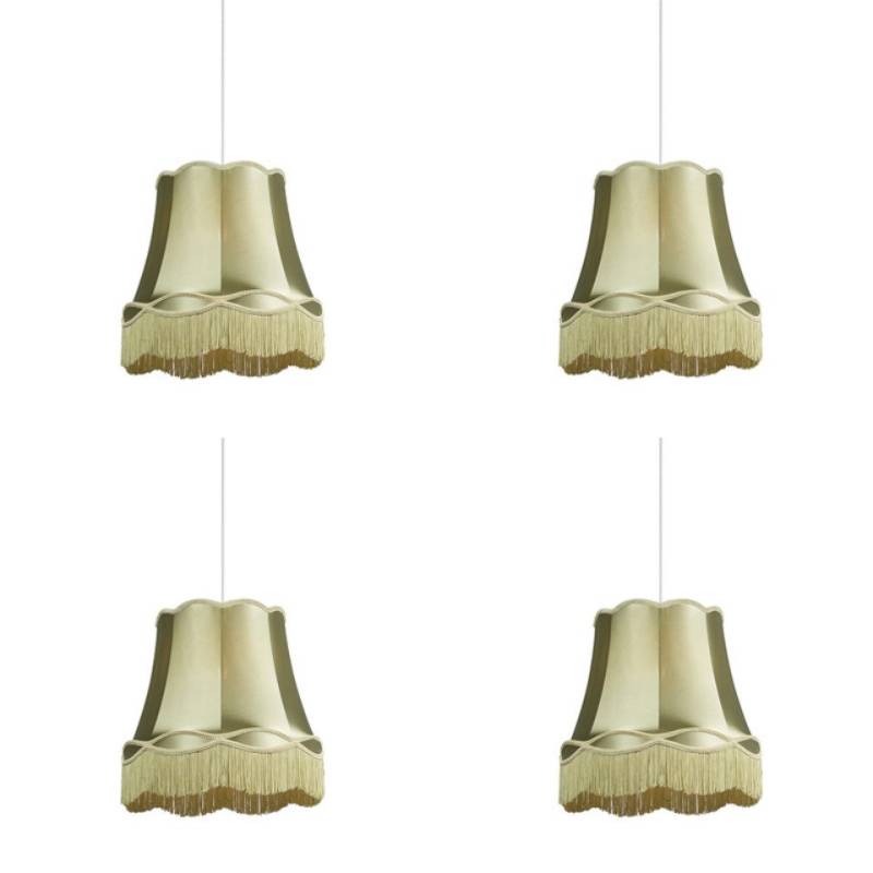 Qazqa Pendelleuchte Granny, ohne Leuchtmittel, E27, Grün, Retro, Textil, 4-flammig von Qazqa