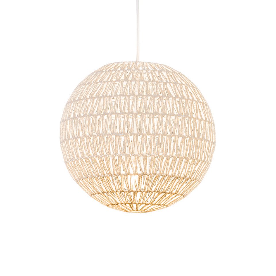 Qazqa Pendelleuchte Lina, ohne Leuchtmittel, E27, Weiß, Design, Seil, 1-flammig von Qazqa