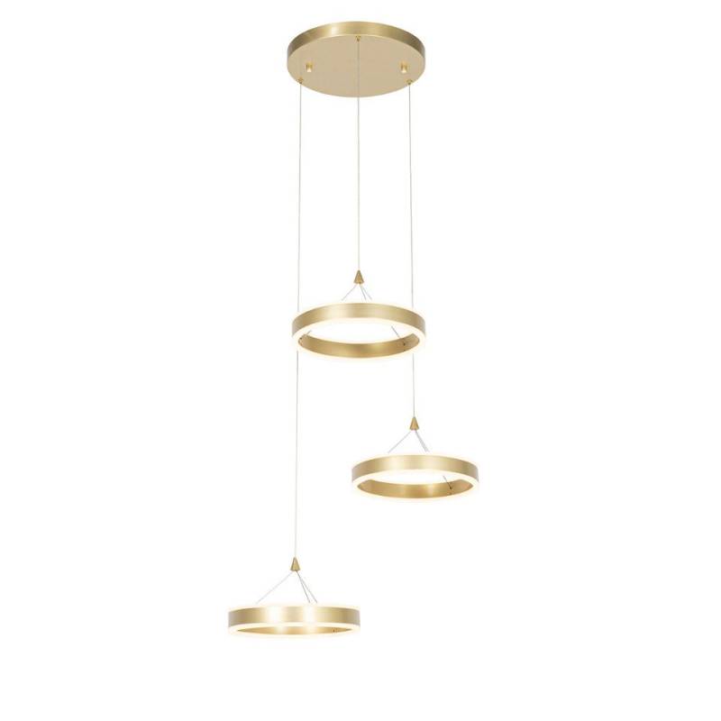 Qazqa Pendelleuchte Lyani, LED fest integriert, (nicht austauschbare) LED, Gold/Messing, Design, Aluminium, 3-flammig von Qazqa