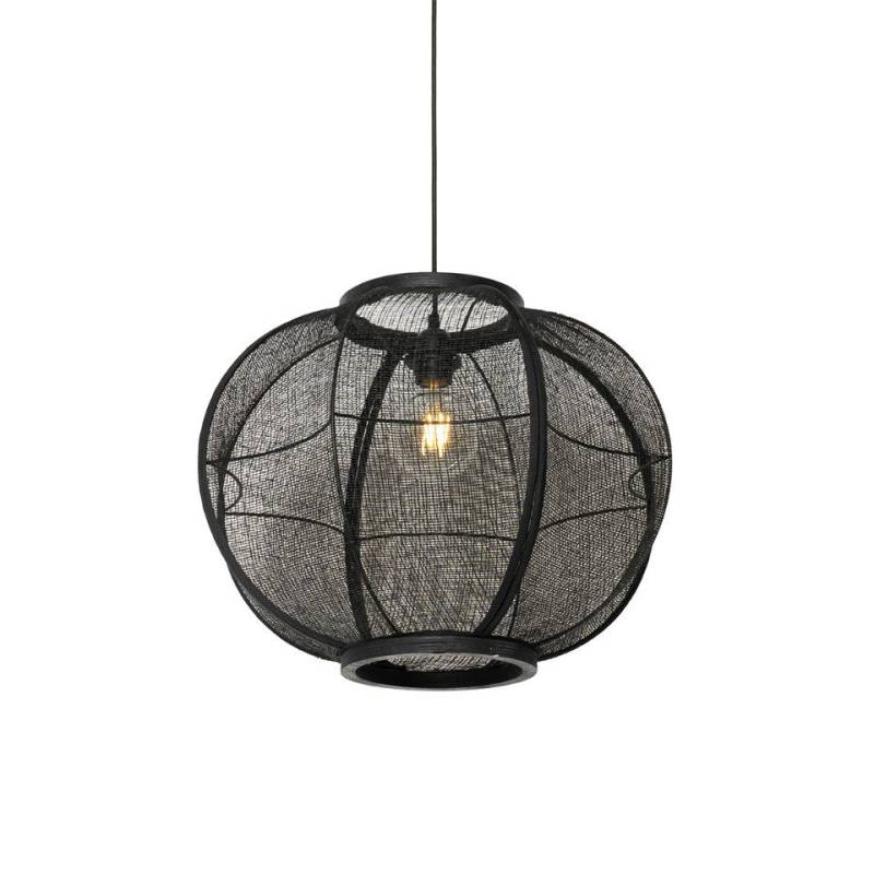 Qazqa Pendelleuchte Rob, ohne Leuchtmittel, E27, Schwarz, Orientalisch, Holz, 1-flammig von Qazqa
