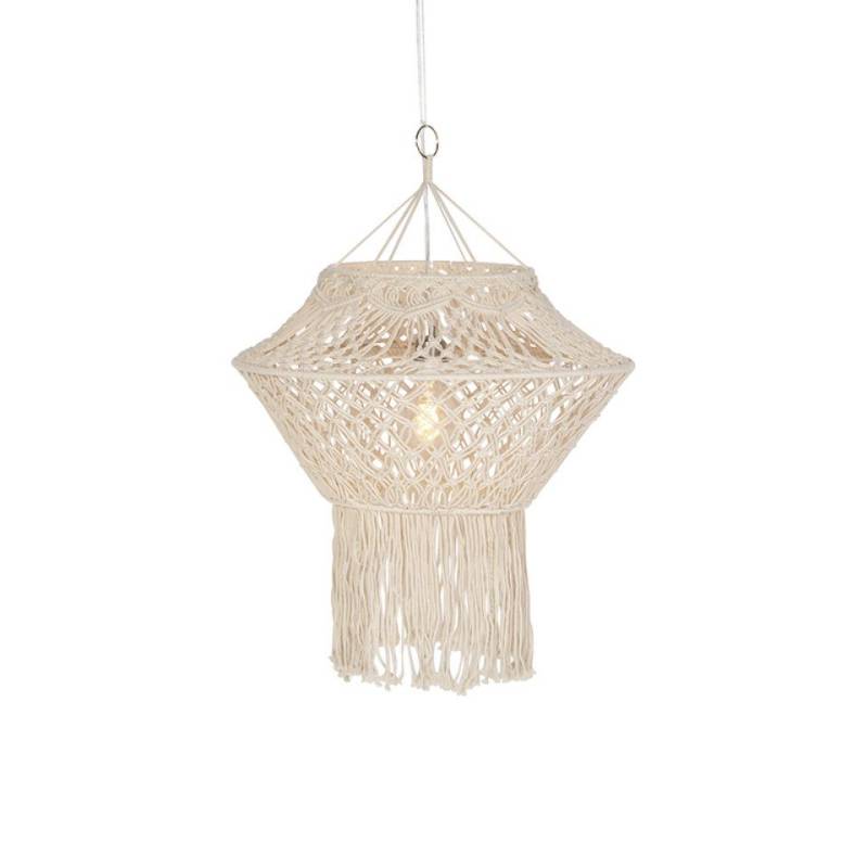 Qazqa Pendelleuchte String hl, ohne Leuchtmittel, E27, Beige, Landhaus, Seil, 1-flammig von Qazqa