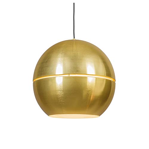 Qazqa - Retro Art Deco Hängelampe I Pendellampe I Pendelleuchte Gold I Messing Kugel 50cm - SliceI 2-flammig I Wohnzimmer I Schlafzimmer - Aluminium Rund I Kugel I Kugelförmig - LED geeignet E27 von Qazqa