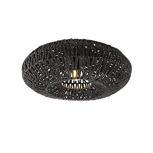 Qazqa - Retro Retro-Deckenleuchte I Deckenlampe I Lampe I Leuchte schwarz Seil 50cm - Lina I Wohnzimmer I Schlafzimmer - Rund - LED geeignet E27 Qazqa - Retro Retro-Deckenleuchte I Deckenlampe I Lampe I Leuchte schwarz Seil 50cm - Lina I Wohnzimmer I Schlafzimmer - Rund - LED geeignet E27 von Qazqa