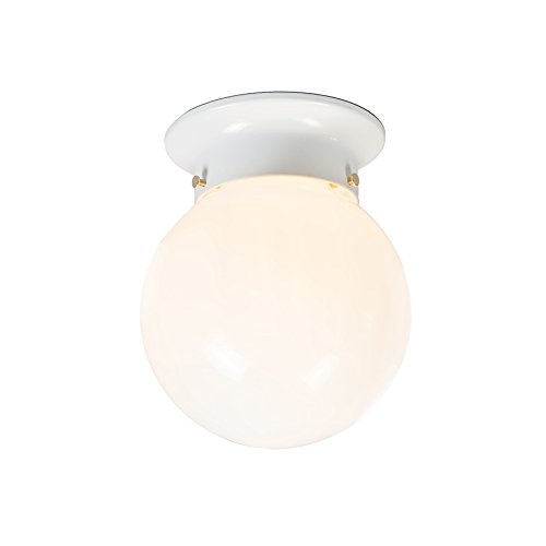 Qazqa - Retro Retro-Deckenleuchte I Deckenlampe I Lampe I Leuchte weißes Opalglas - Scoop I Wohnzimmer I Schlafzimmer - Rund I Kugel I Kugelförmig - LED geeignet E27 von Qazqa