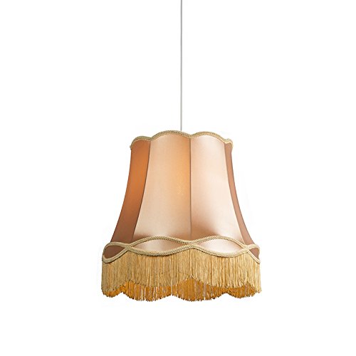 Qazqa - Retro Retro Hängelampe I Pendellampe I Pendelleuchte Gold I Messing 45 cm - Granny I Wohnzimmer I Schlafzimmer - Textil Rund - LED geeignet E27 von Qazqa