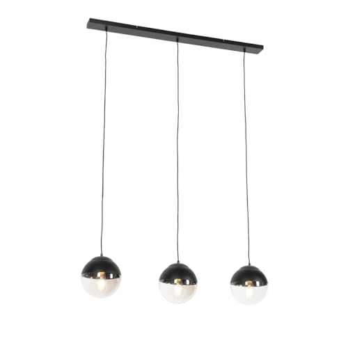 Qazqa - Retro Retro-Hängelampe I Pendellampe I Pendelleuchte schwarz mit klarem Glas, länglich, 3-flammig – Eclipse I Wohnzimmer I Schlafzimmer - Länglich - LED geeignet E27 Qazqa - Retro Retro-Hängelampe I Pendellampe I Pendelleuchte schwarz mit klarem Glas, länglich, 3-flammig – Eclipse I Wohnzimmer I Schlafzimmer - Länglich - LED geeignet E27 von Qazqa