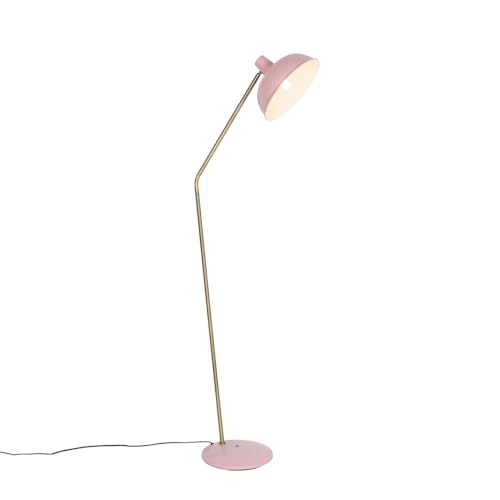 Qazqa - Retro Retro-Stehlampe rosa mit Bronze - Milou I Wohnzimmer I Schlafzimmer - Stahl Länglich - LED geeignet E27 von Qazqa