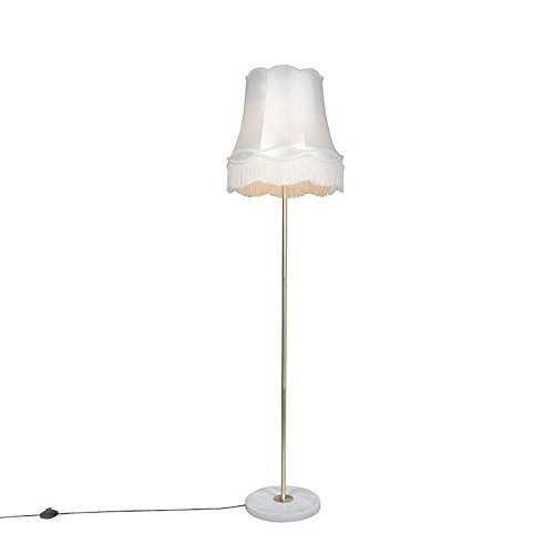 Qazqa - Retro Retro Stehleuchte I Stehlampe I Standleuchte I Lampe I Leuchte Messing mit Granny Schirm creme 45 cm - Kaso I Wohnzimmer I Schlafzimmer - Stahl Rund - LED geeignet E27 Qazqa - Retro Retro Stehleuchte I Stehlampe I Standleuchte I Lampe I Leuchte Messing mit Granny Schirm creme 45 cm - Kaso I Wohnzimmer I Schlafzimmer - Stahl Rund - LED geeignet E27 von Qazqa