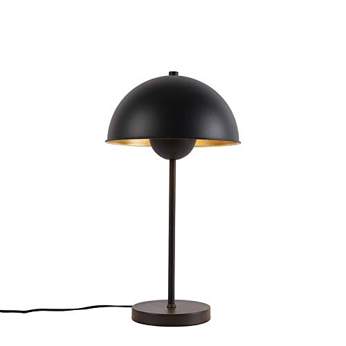 Qazqa - Retro Retro Tischlampe schwarz mit Gold I Messing - Magnax I Wohnzimmer I Schlafzimmer - Stahl Länglich I Rund - LED geeignet E27 Qazqa - Retro Retro Tischlampe schwarz mit Gold I Messing - Magnax I Wohnzimmer I Schlafzimmer - Stahl Länglich I Rund - LED geeignet E27 von Qazqa