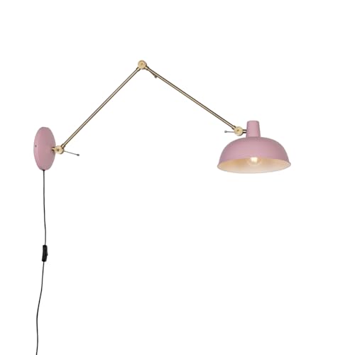 Qazqa - Retro Retro Wandleuchte stahl I nickel matt Rosa mit Bronze - Milou I Wohnzimmer I Schlafzimmer - Stahl Länglich - LED geeignet E27 Qazqa - Retro Retro Wandleuchte stahl I nickel matt Rosa mit Bronze - Milou I Wohnzimmer I Schlafzimmer - Stahl Länglich - LED geeignet E27 von Qazqa