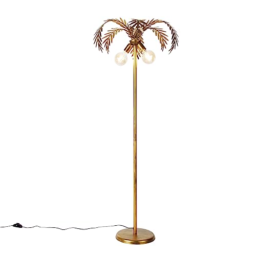 Qazqa - Retro Smarte Stehlampe Gold I Messing 2-flammig inkl. Wifi G95 - Botanica I Wohnzimmer I Schlafzimmer - Stahl Länglich - LED geeignet E27 Qazqa - Retro Smarte Stehlampe Gold I Messing 2-flammig inkl. Wifi G95 - Botanica I Wohnzimmer I Schlafzimmer - Stahl Länglich - LED geeignet E27 von Qazqa