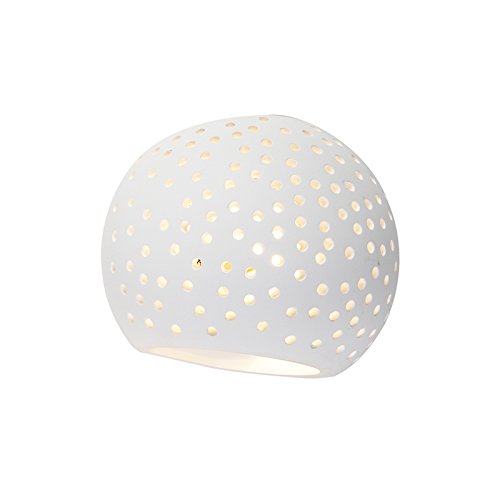 Qazqa - Retro Moderne Wandleuchte Weiß Gips Kugel mit Lichteffekt - Blur I Wohnzimmer I Schlafzimmer - Kugel I Kugelförmig - LED geeignet G9 von Qazqa