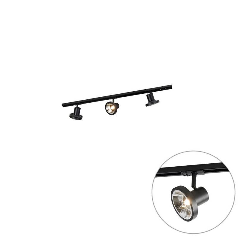 Qazqa Schienensystem-Sets Iconic jeany, 100 cm, (1-tlg), GU10, Schwarz, Modern, Stahl, Deckenstrahler 3-flammig von Qazqa