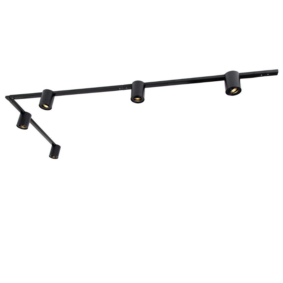 Qazqa Schienensystem-Sets Rondoo up, 285.5 cm, (1-tlg), GU10, Schwarz, Modern, Stahl, Deckenstrahler 5-flammig von Qazqa