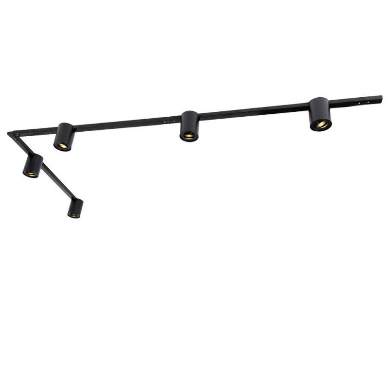 Qazqa Schienensystem-Sets Rondoo up, 285.5 cm, (1-tlg), GU10, Schwarz, Modern, Stahl, Deckenstrahler 5-flammig von Qazqa