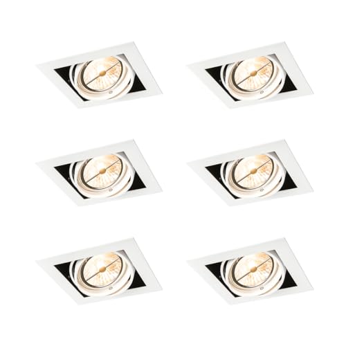 Qazqa - Set mit 6 Einbaustrahlern Weiß AR111 Verstellbar - Oneon I Wohnzimmer I Schlafzimmer - Stahl - LED geeignet G53 Qazqa - Set mit 6 Einbaustrahlern Weiß AR111 Verstellbar - Oneon I Wohnzimmer I Schlafzimmer - Stahl - LED geeignet G53 von Qazqa
