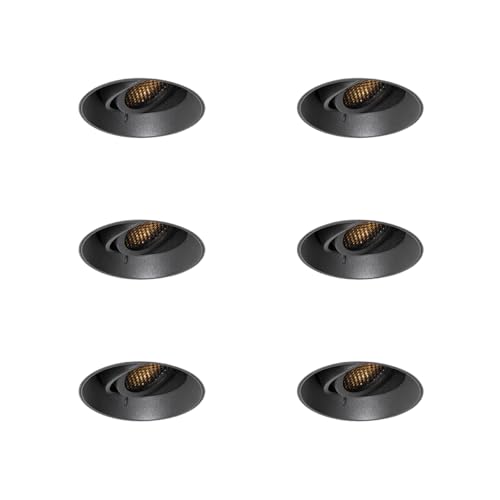 Qazqa - Set mit 6 modernen Einbauspots schwarz GU10 rund randlos - Oneon Honey I Wohnzimmer I Schlafzimmer - Aluminium - LED geeignet GU10 Qazqa - Set mit 6 modernen Einbauspots schwarz GU10 rund randlos - Oneon Honey I Wohnzimmer I Schlafzimmer - Aluminium - LED geeignet GU10 von Qazqa