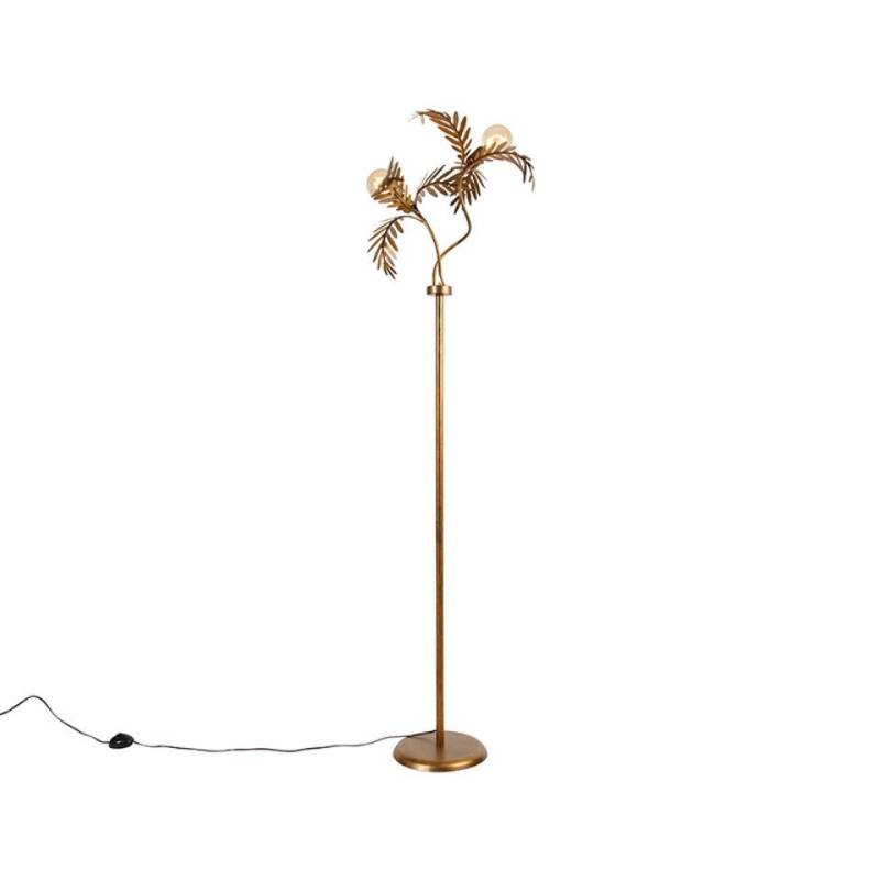 Qazqa Stehlampe Botanica, LED wechselbar, E27, Gold/Messing, Landhaus, Stahl, 2-flammig von Qazqa