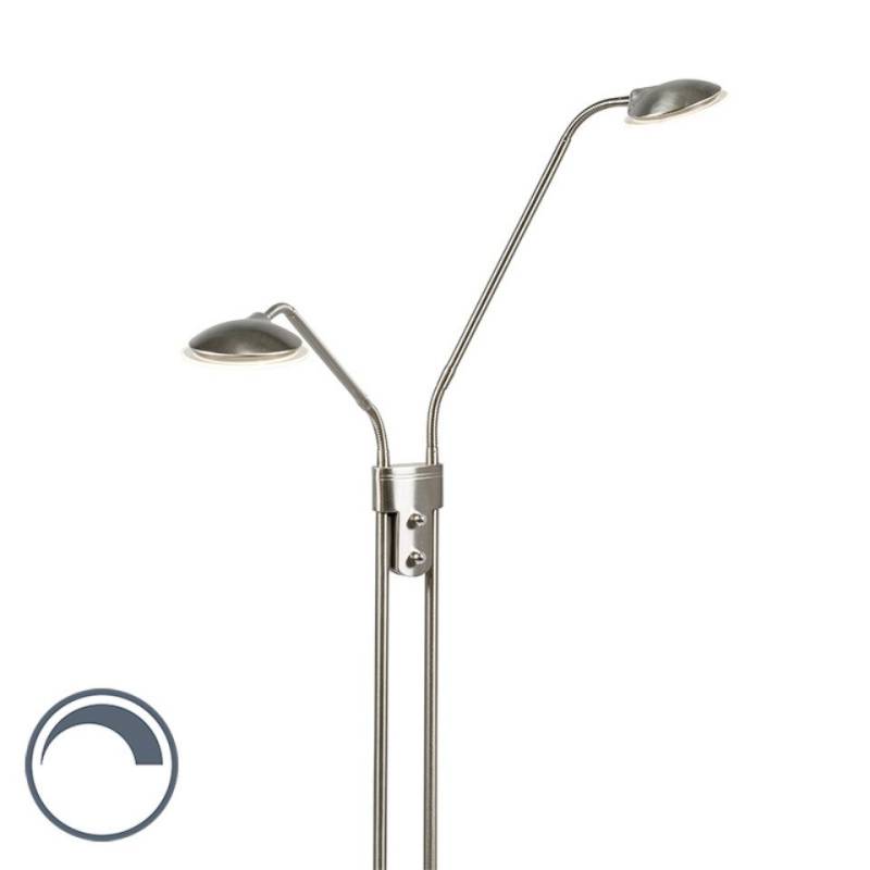 Qazqa Stehlampe Eva, LED fest integriert, (nicht austauschbare) LED, Stahl, Modern, Stahl, 2-flammig von Qazqa