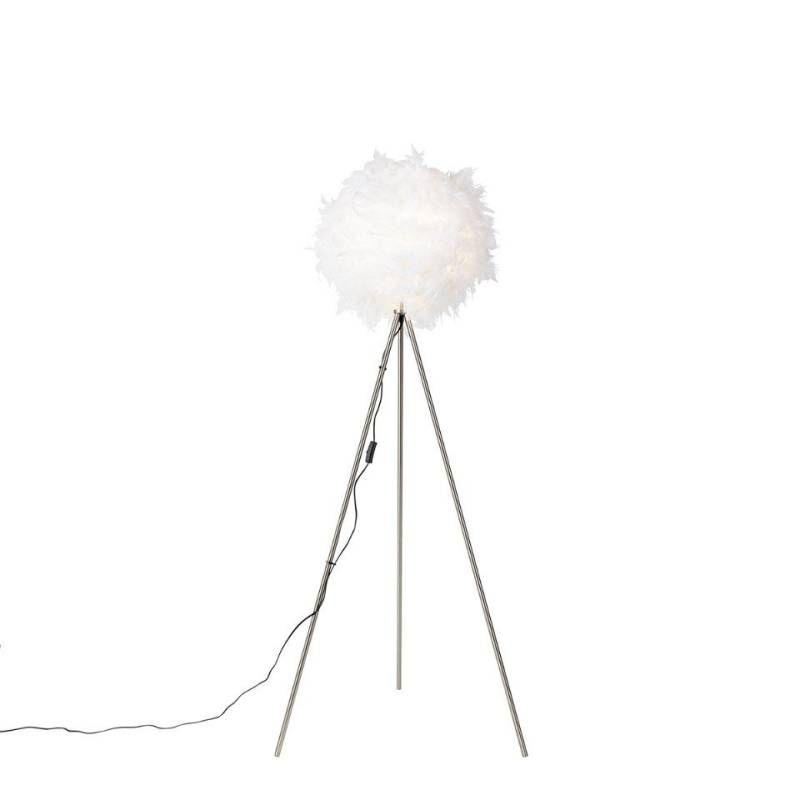 Qazqa Stehlampe Feather, LED wechselbar, E27, Weiß, Modern, Stahl, 1-flammig von Qazqa