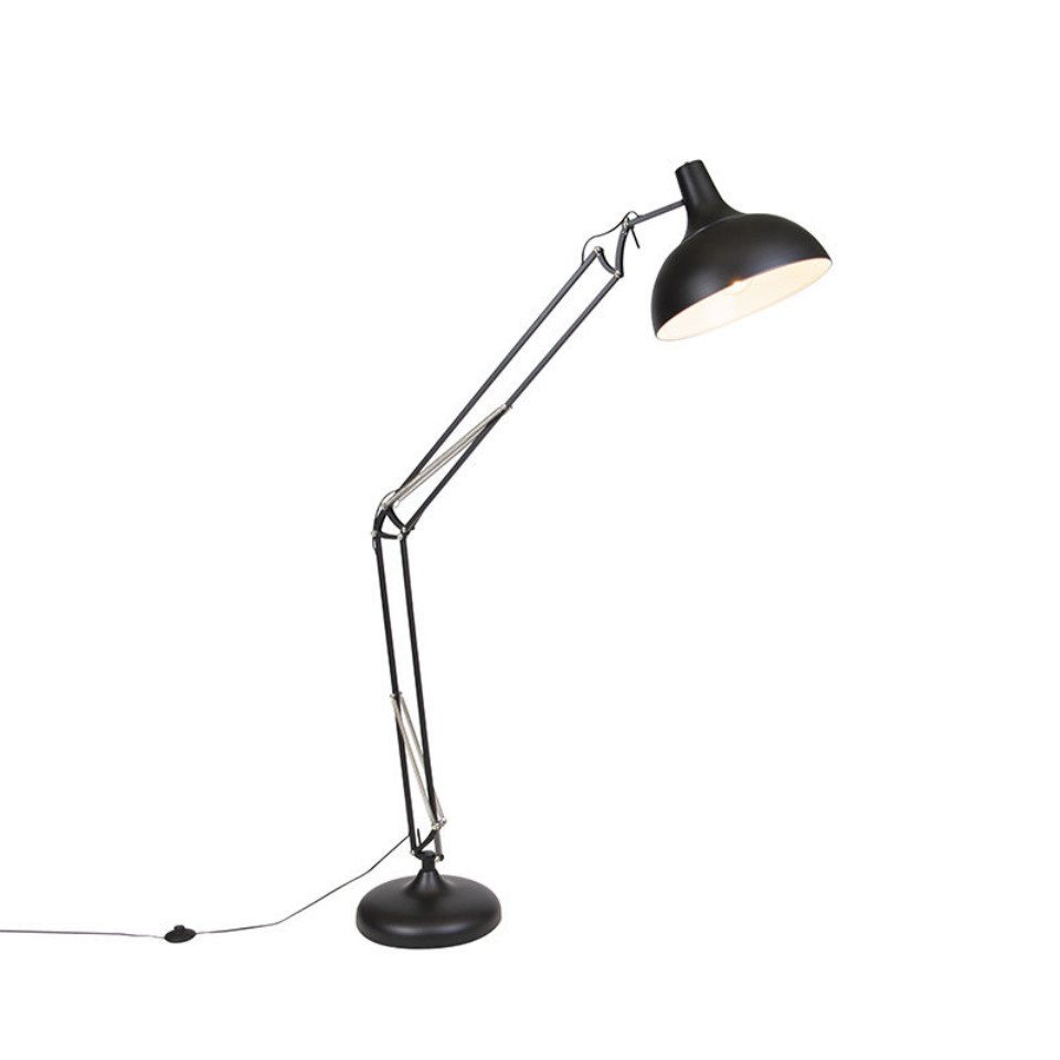 Qazqa Stehlampe Hobby fl, LED wechselbar, E27, Schwarz, Retro, Stahl, 1-flammig von Qazqa