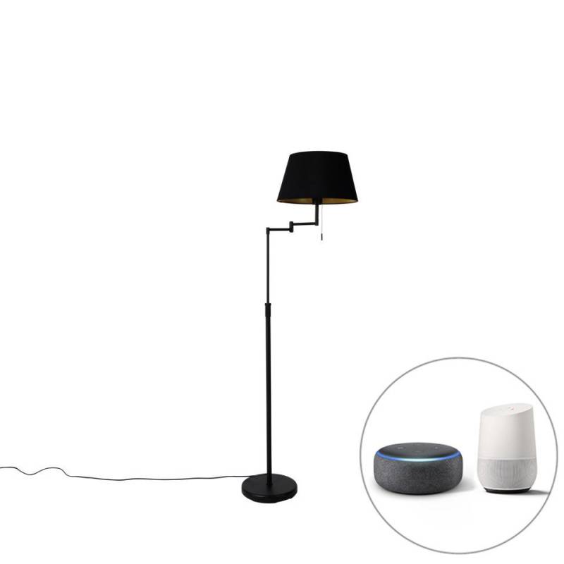 Qazqa Stehlampe Ladas, LED wechselbar, E27, Schwarz, Modern, Textil, 1-flammig von Qazqa