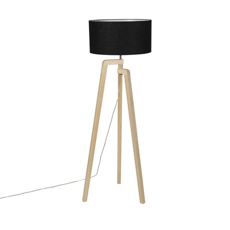 Qazqa Stehlampe Puros, ohne Leuchtmittel, E27, Schwarz, Modern, Holz, 1-flammig von Qazqa