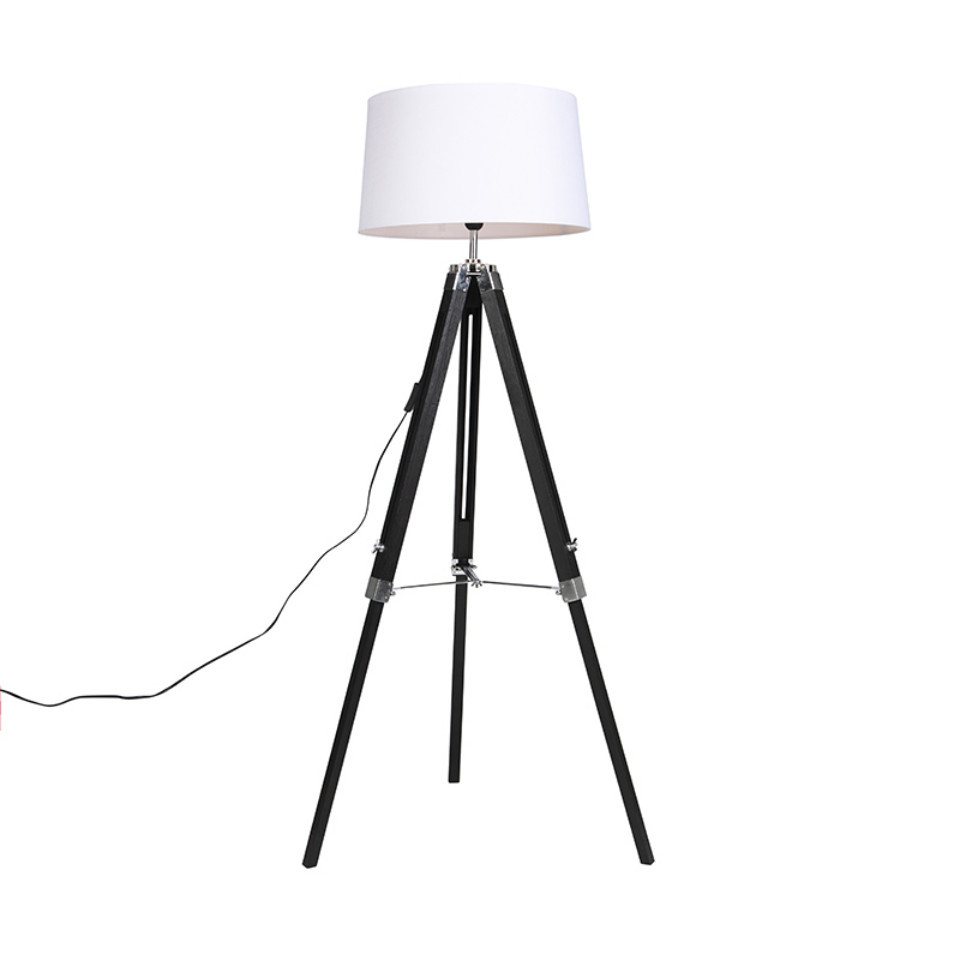 Qazqa Stehlampe Tripod, ohne Leuchtmittel, E27, Weiß, Industrie, Holz, 1-flammig Qazqa Stehlampe Tripod, ohne Leuchtmittel, E27, Weiß, Industrie, Holz, 1-flammig von Qazqa