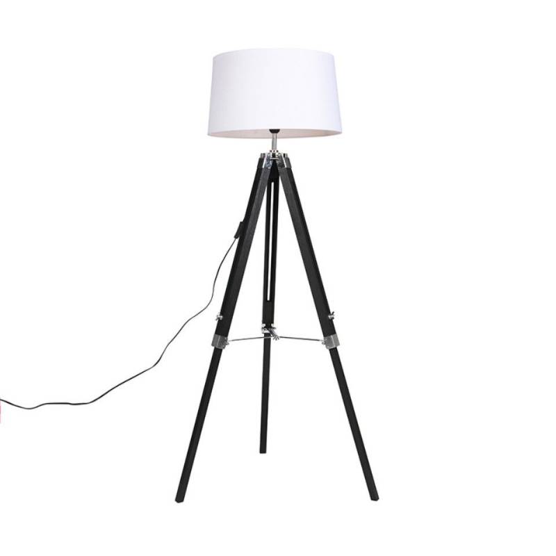 Qazqa Stehlampe Tripod, ohne Leuchtmittel, E27, Weiß, Industrie, Holz, 1-flammig von Qazqa