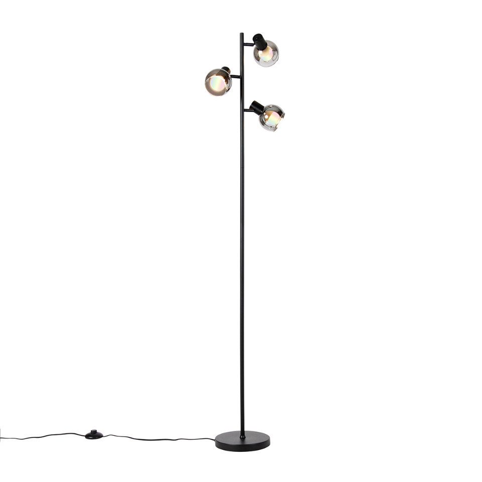 Qazqa Stehlampe Vidro, LED wechselbar, E14, Schwarz, Art Deco, Glas, 3-flammig Qazqa Stehlampe Vidro, LED wechselbar, E14, Schwarz, Art Deco, Glas, 3-flammig von Qazqa