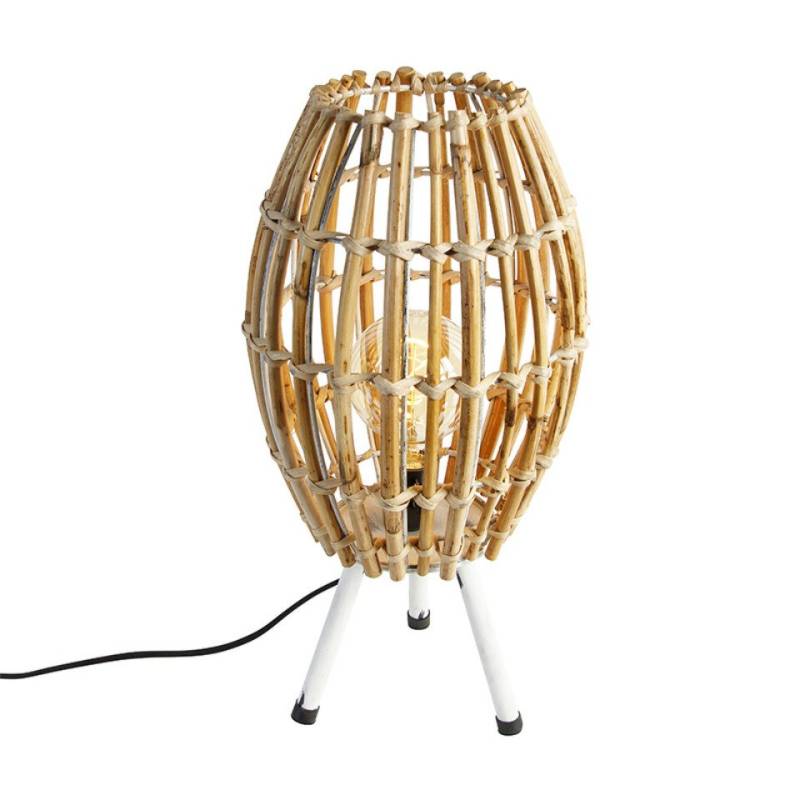 Qazqa Tischleuchte Capsulecanna, ohne Leuchtmittel, E27, Naturel, Landhaus, Bamboo, 1-flammig von Qazqa