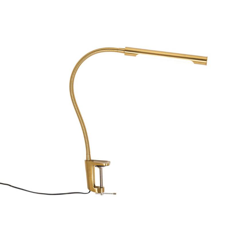 Qazqa Tischleuchte Lionard, LED fest integriert, (nicht austauschbare) LED, Gold/Messing, Modern, Stahl, 1-flammig von Qazqa